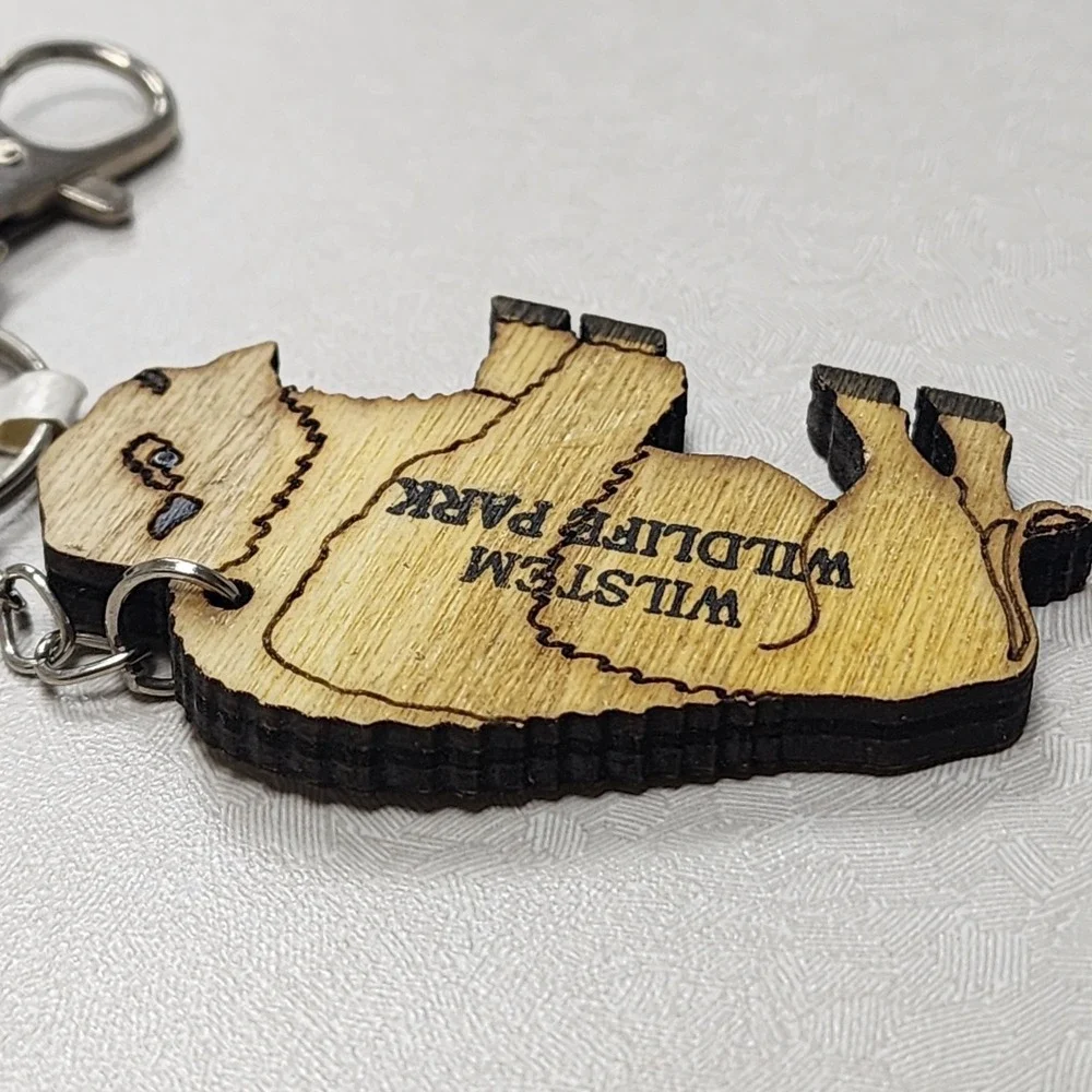 Wilstem Wildlife Park, Indiana Wood Cut Out BUFFALO Animal Key Chain Ring